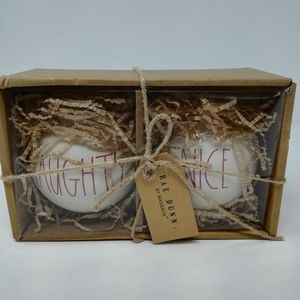 Rae Dunn ceramic magenta ornaments nwt